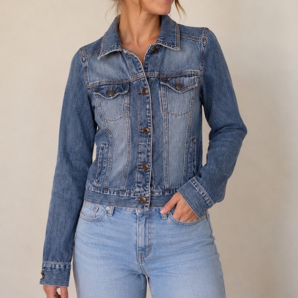 Hollister‎ Y2K Denim Jacket XS Distressed Trucker Vintage 2000s Coquette Women
